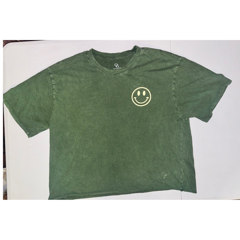 Organic Generation Not In The Mood Graphic Tee Green L Mineral Wash Y2K Retro